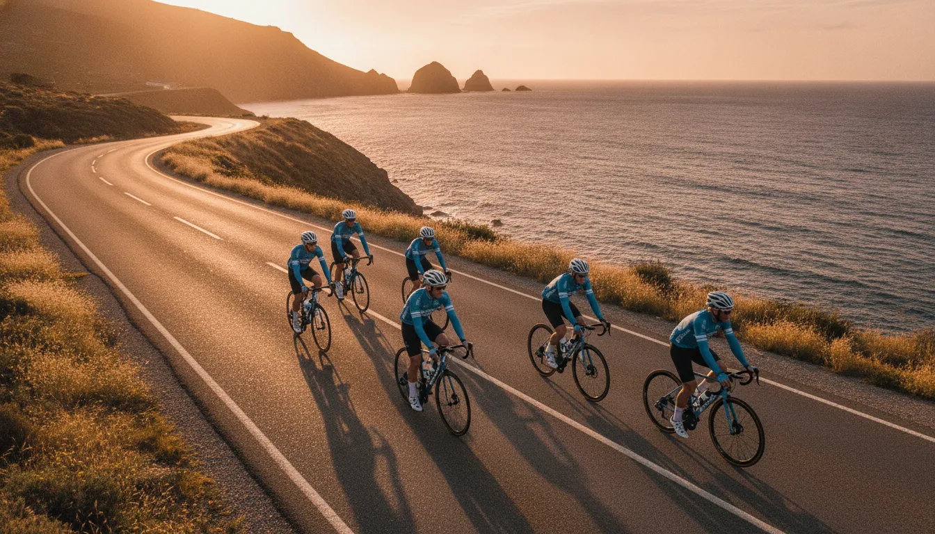 Riders keeping a steady pace together on a weekly long training ride for a charity cycling event