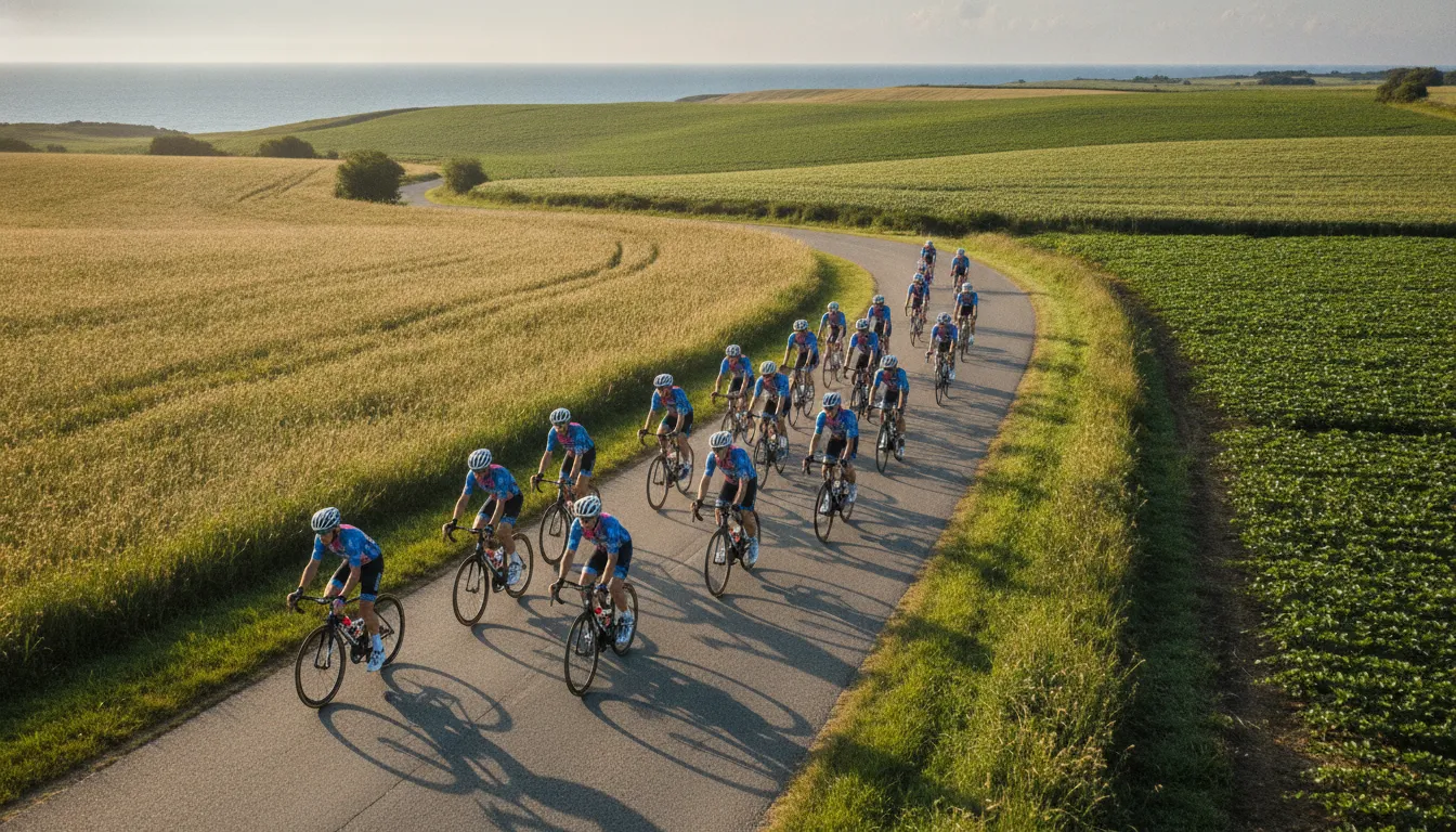 Cyclists on a scenic coastal Long Island route during the New York charity bike ride