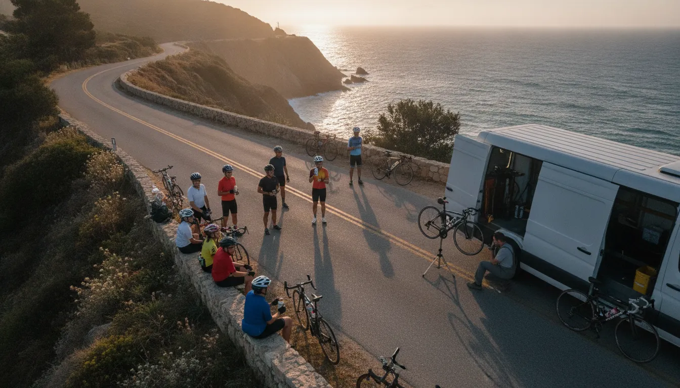 SAG wagon cycling support vehicle helping charity ride participants
