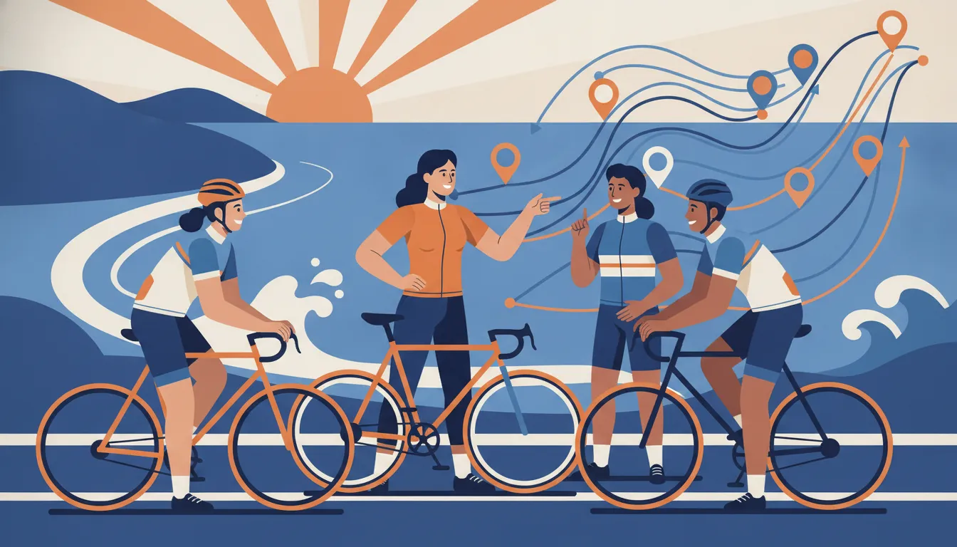 Charity bike ride team planning fundraising milestones together
