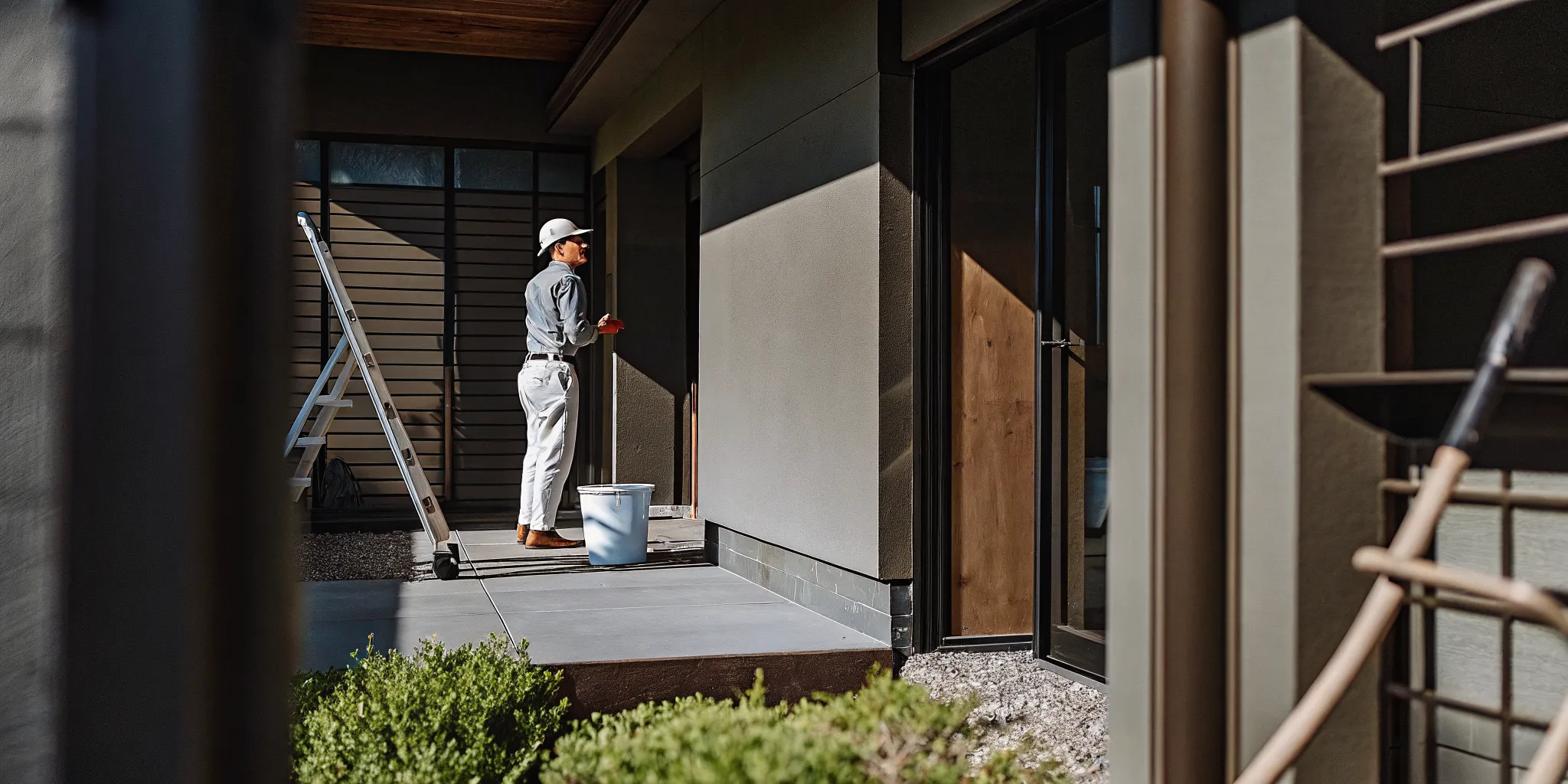 Property manager reviewing a commercial exterior painting maintenance schedule