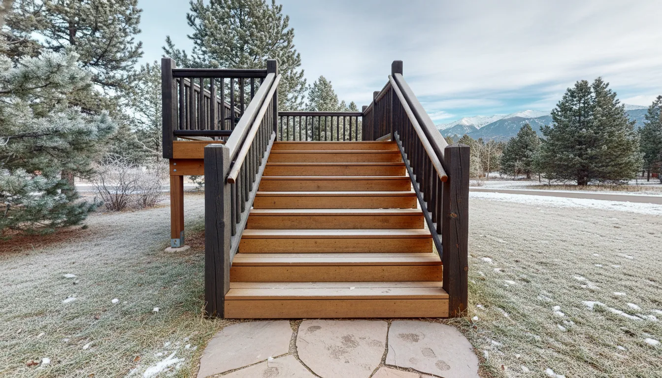 Deck stairs Denver metro area safety lighting and railing detail