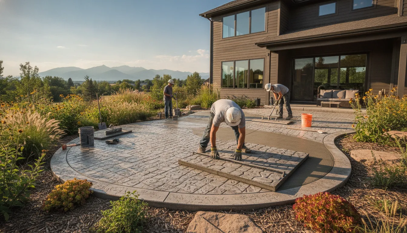 Stamped concrete texture and color inspiration for a Denver Metro patio