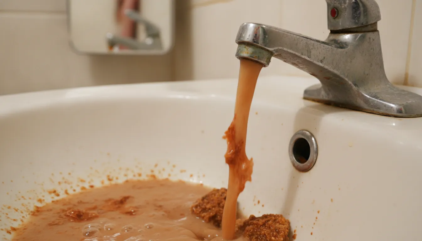 Rusty orange water from a faucet indicating water heater corrosion