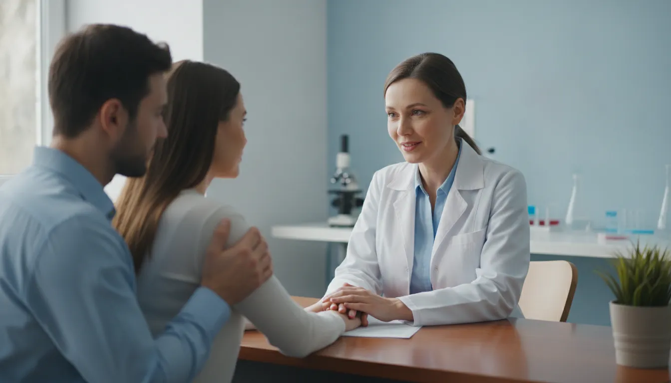 Fertility specialist discussing recurrent pregnancy loss testing with a couple