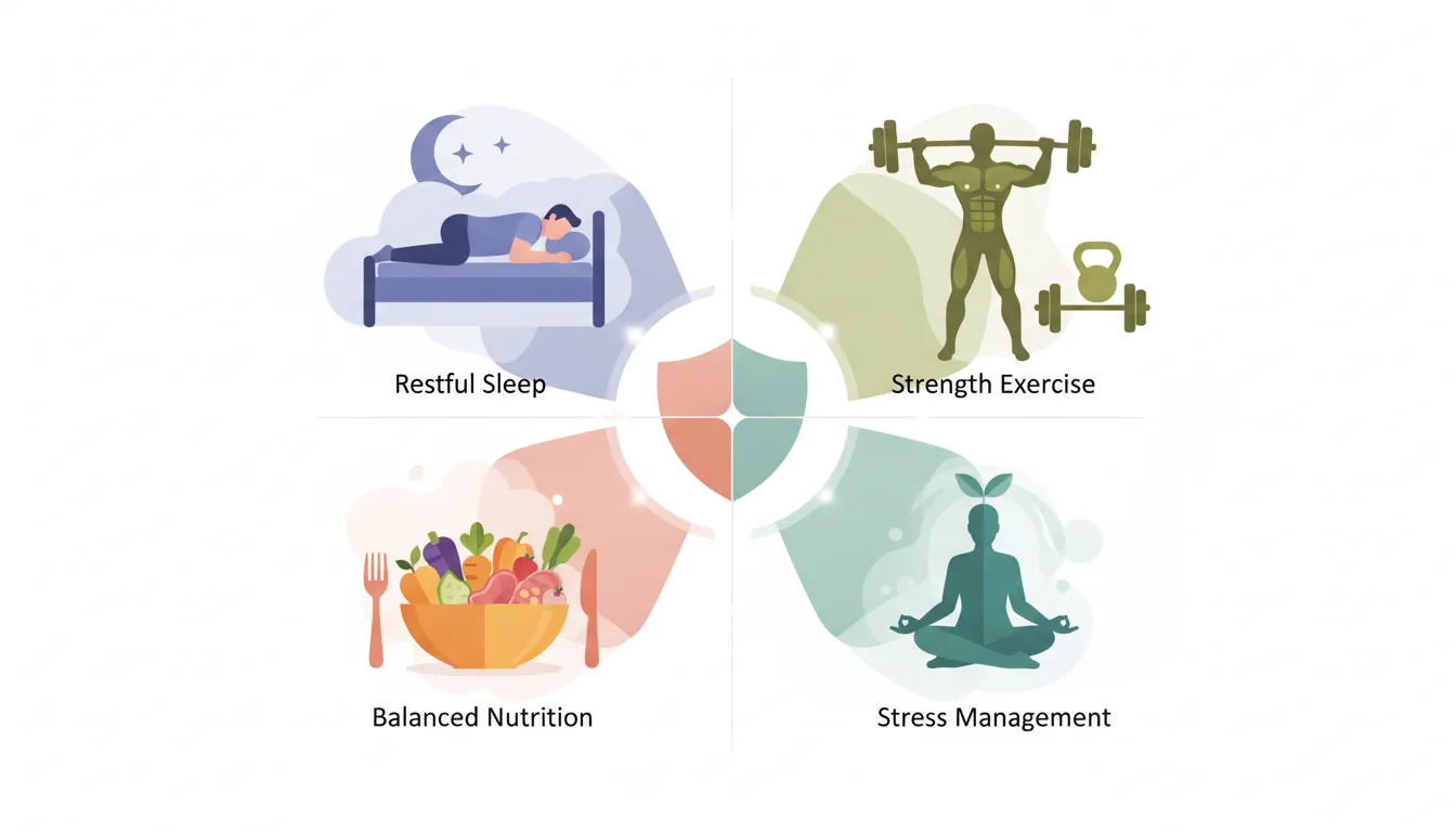 Sleep exercise nutrition and stress habits that support men's wellness
