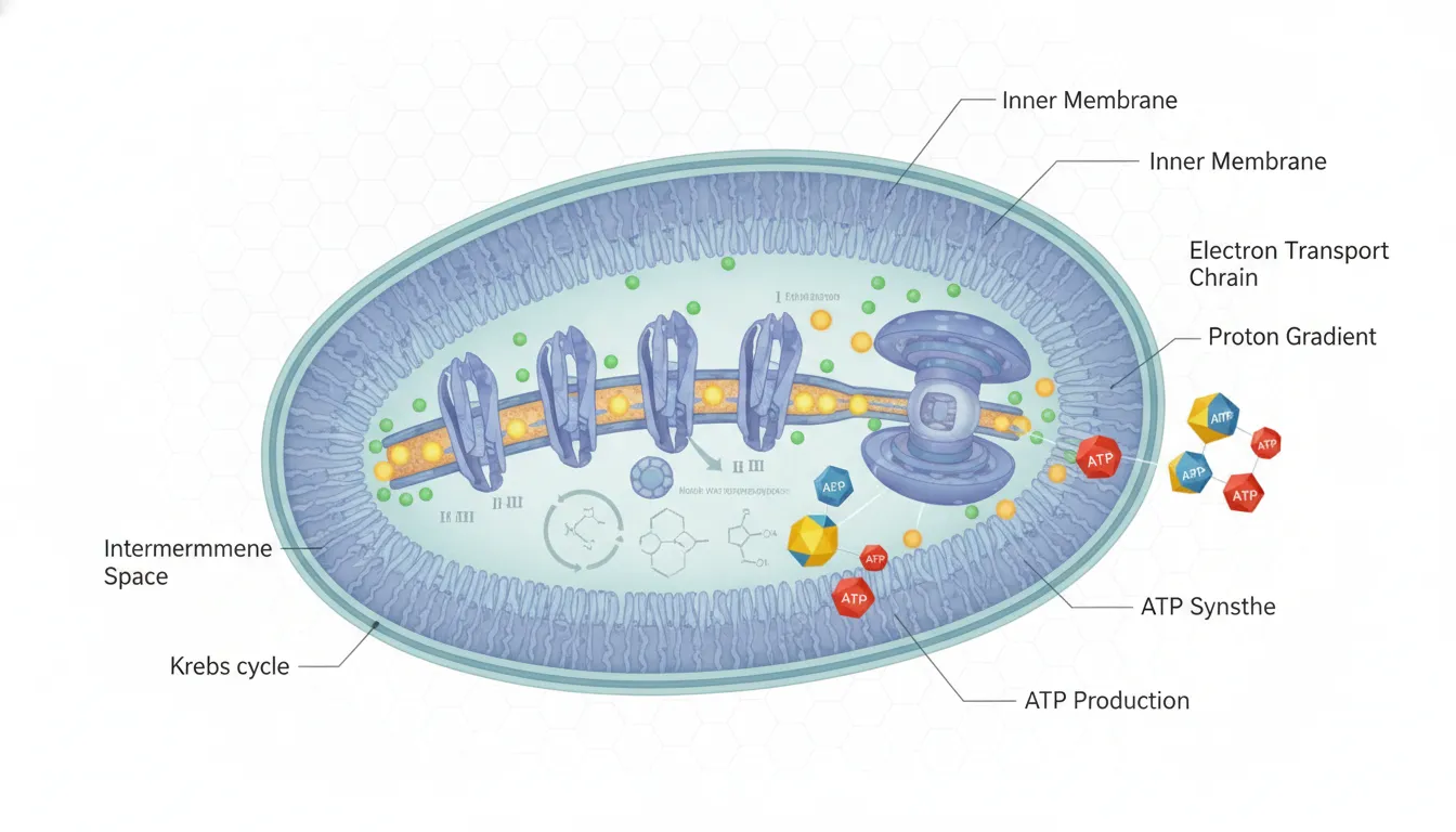 Mitochondria organelle producing ATP cellular energy.
