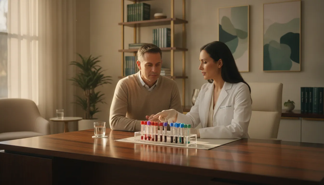 Clinician reviewing functional medicine lab results with a patient