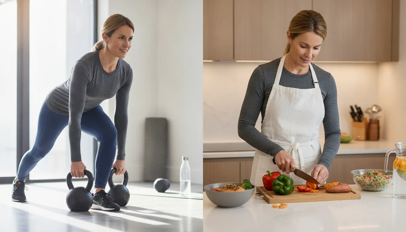 Active adult supporting metabolic flexibility through movement and balanced nutrition