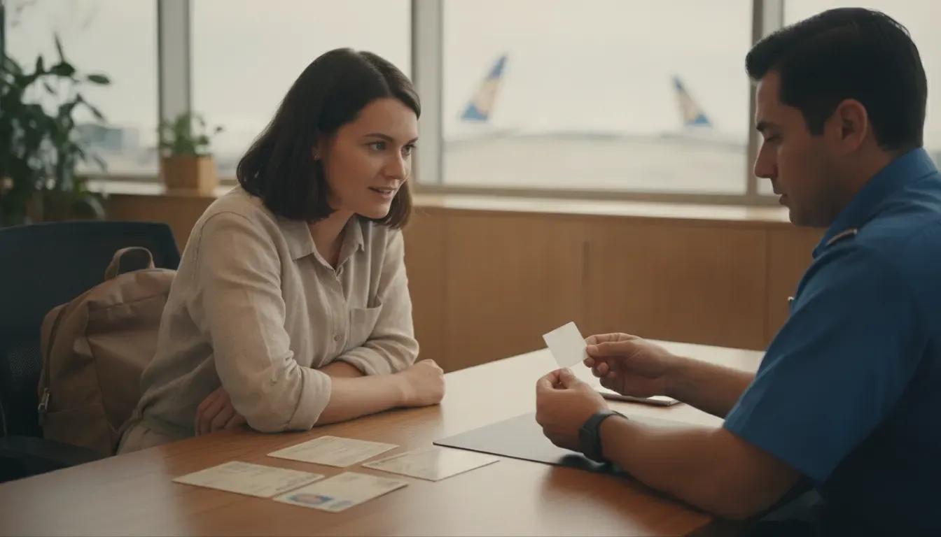 Traveler reviewing identity documents with an enrollment specialist for a TSA PreCheck application
