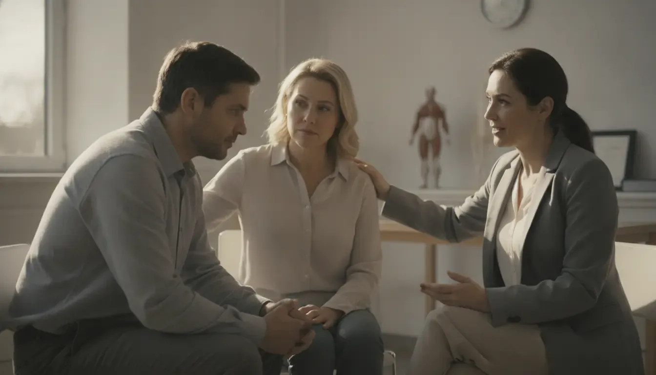 Neurologist discussing traumatic brain injury symptoms with an Ontario patient and caregiver