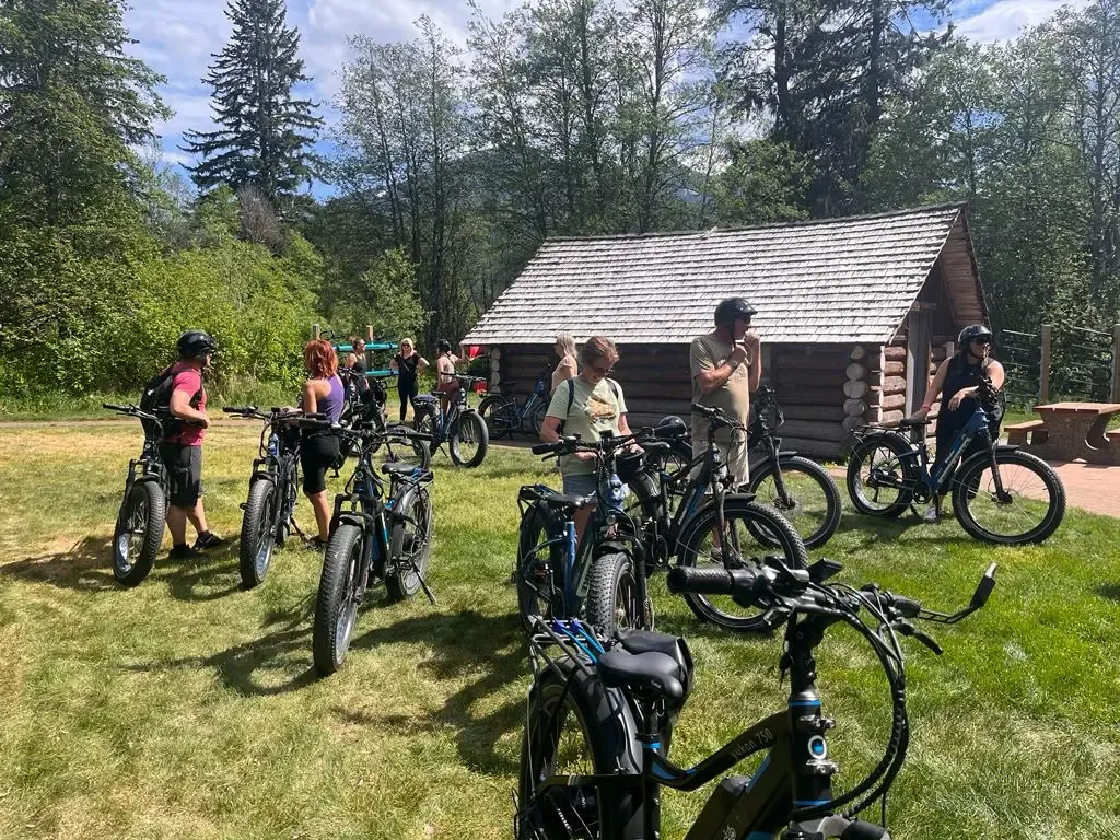 Whistler eBike tour riders wearing comfortable outdoor layers