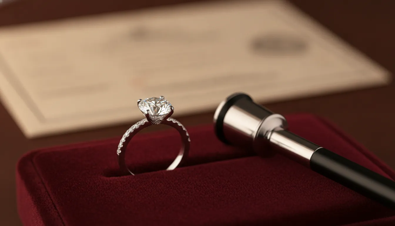 Natural diamond engagement ring and loupe illustrating long-term ownership