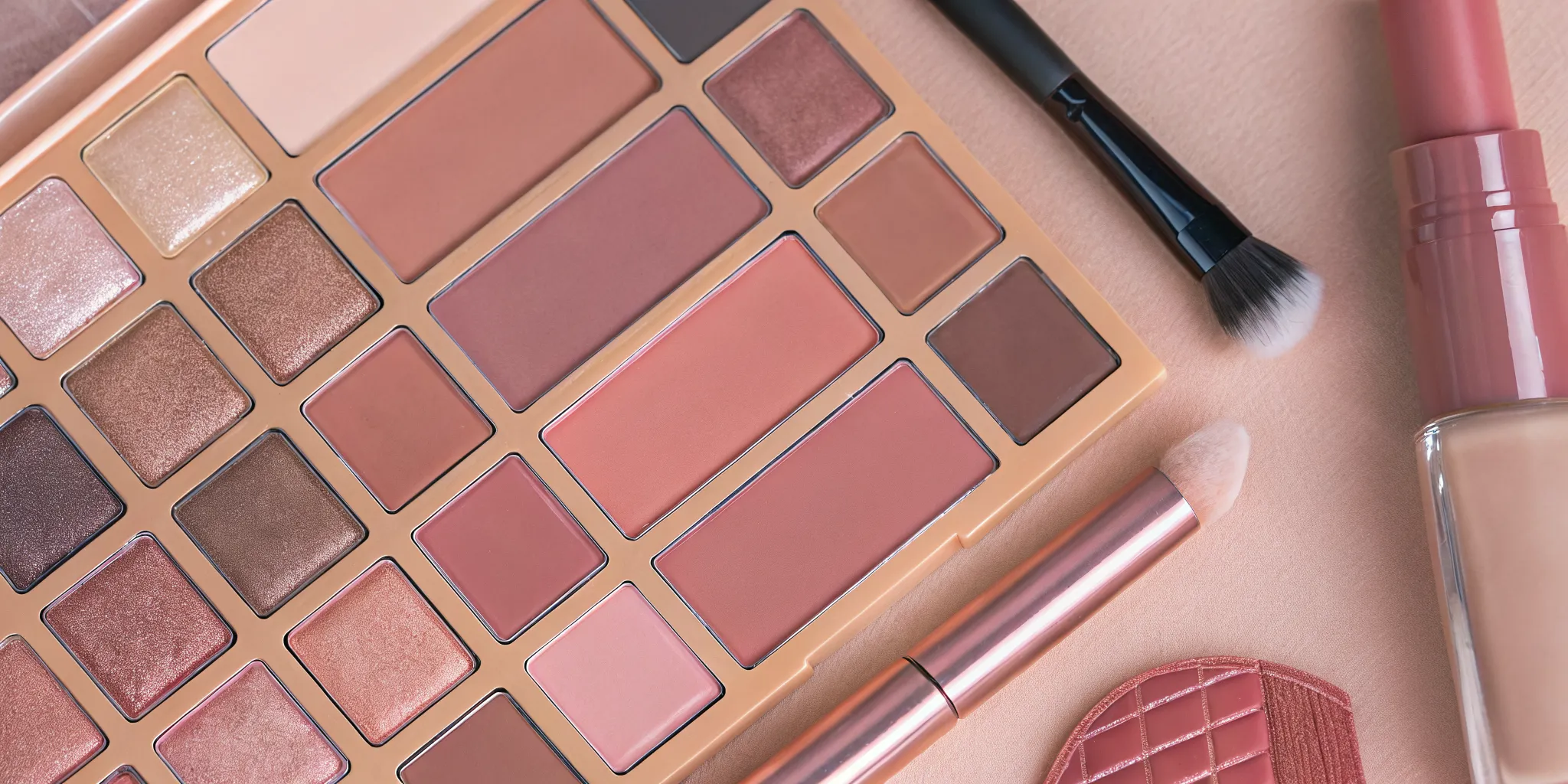 Coordinated nude lip cheek and eye makeup for a natural look