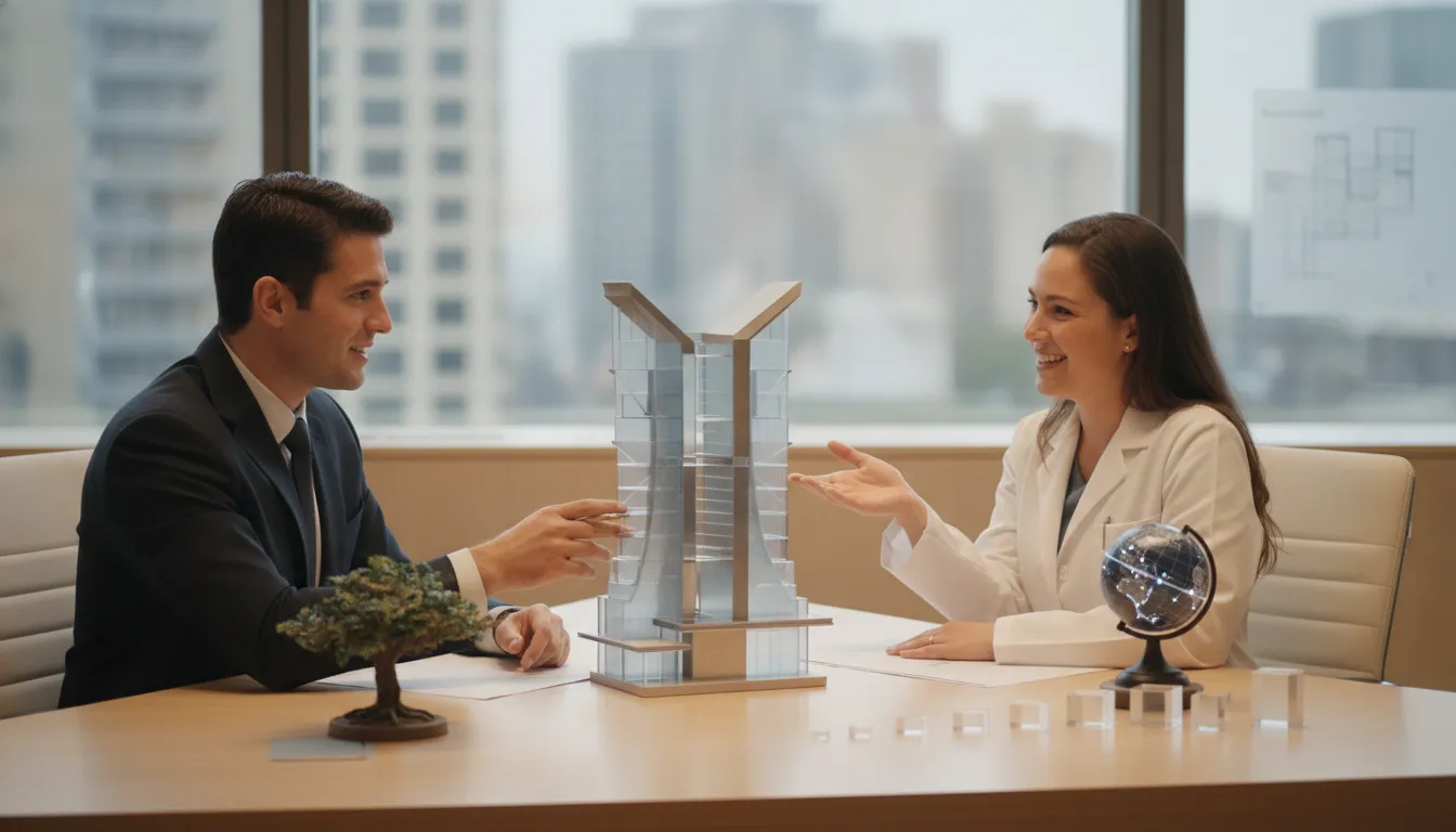 Dental practice owner meeting with a financial advisor to discuss dental bookkeeping