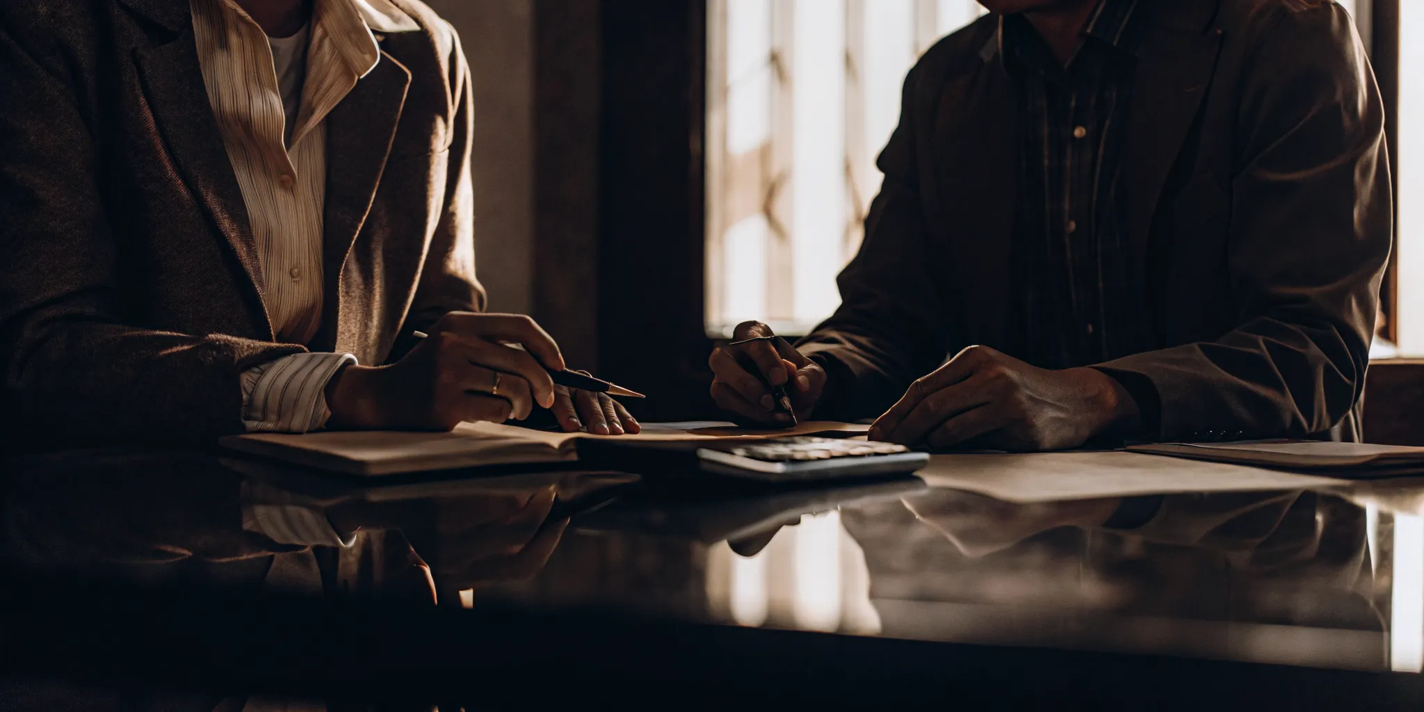 Tax professional discussing business deductions with agency owner in modern office