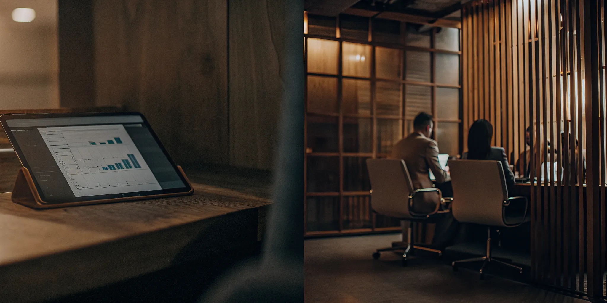 Side by side illustration showing a cloud-based virtual accounting dashboard and a traditional CPA meeting in a professional office