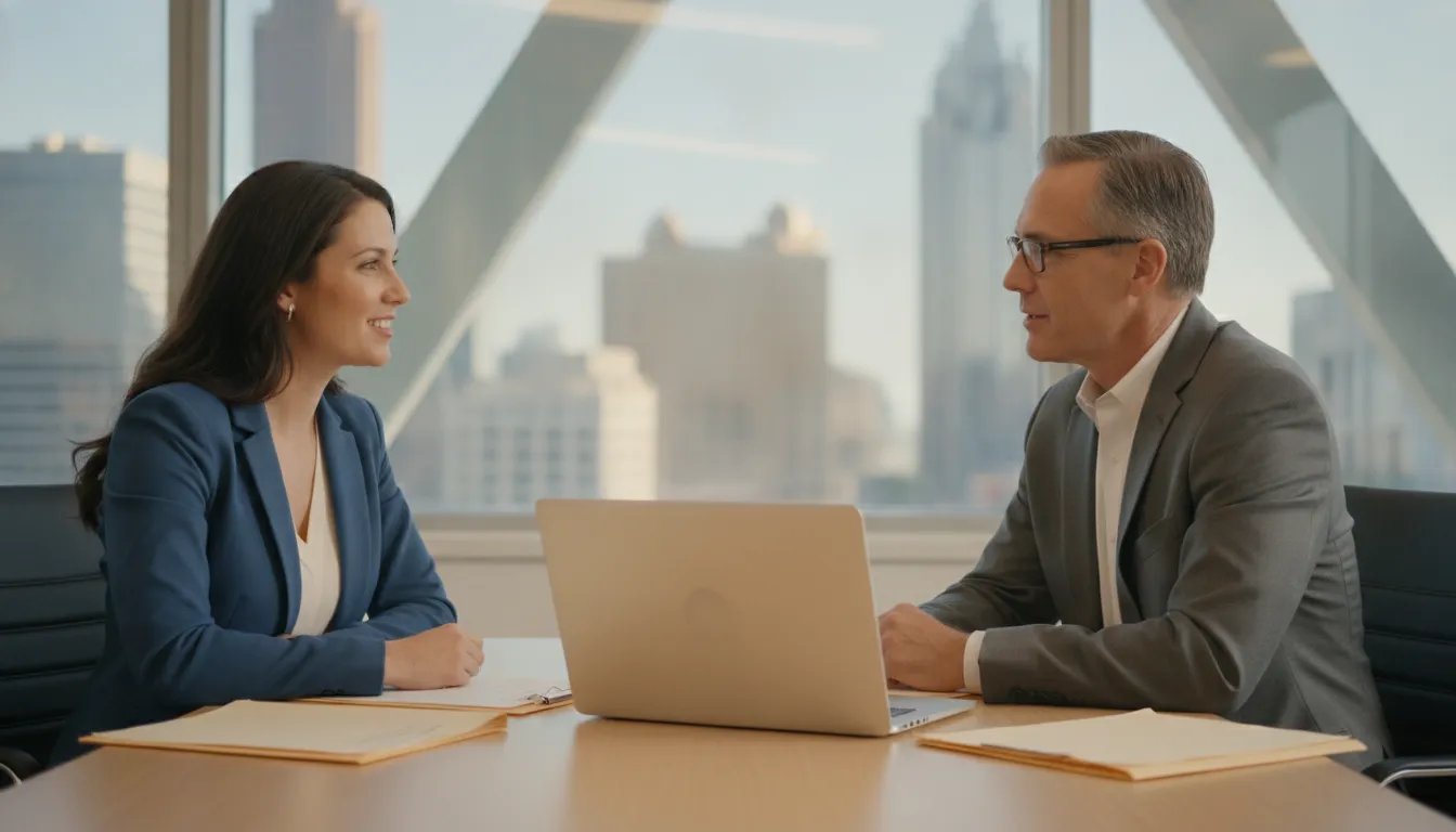 Small business owner reviewing an IRS notice with a tax professional
