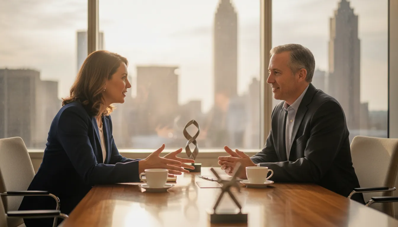 Business owner discussing a transition plan with a financial advisor