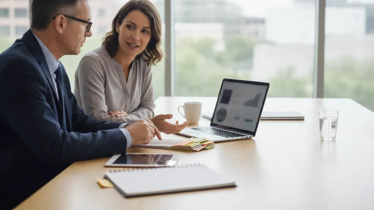 Small business owner organizing records for a tax advice review