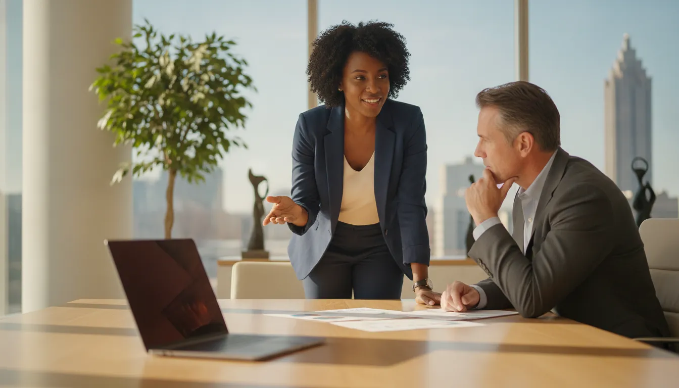 Business owner meeting with a tax consultant about growth planning