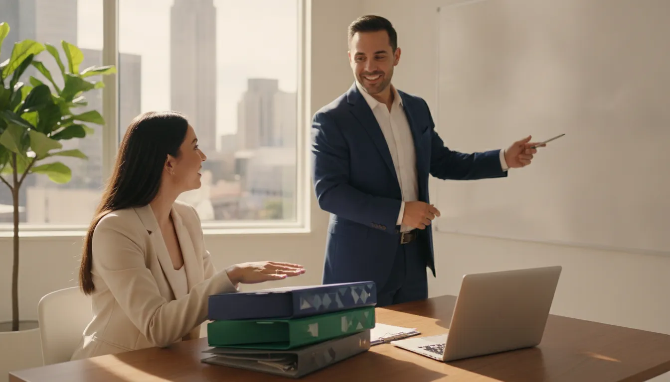 Small-business owner discussing tax preparation with an advisor