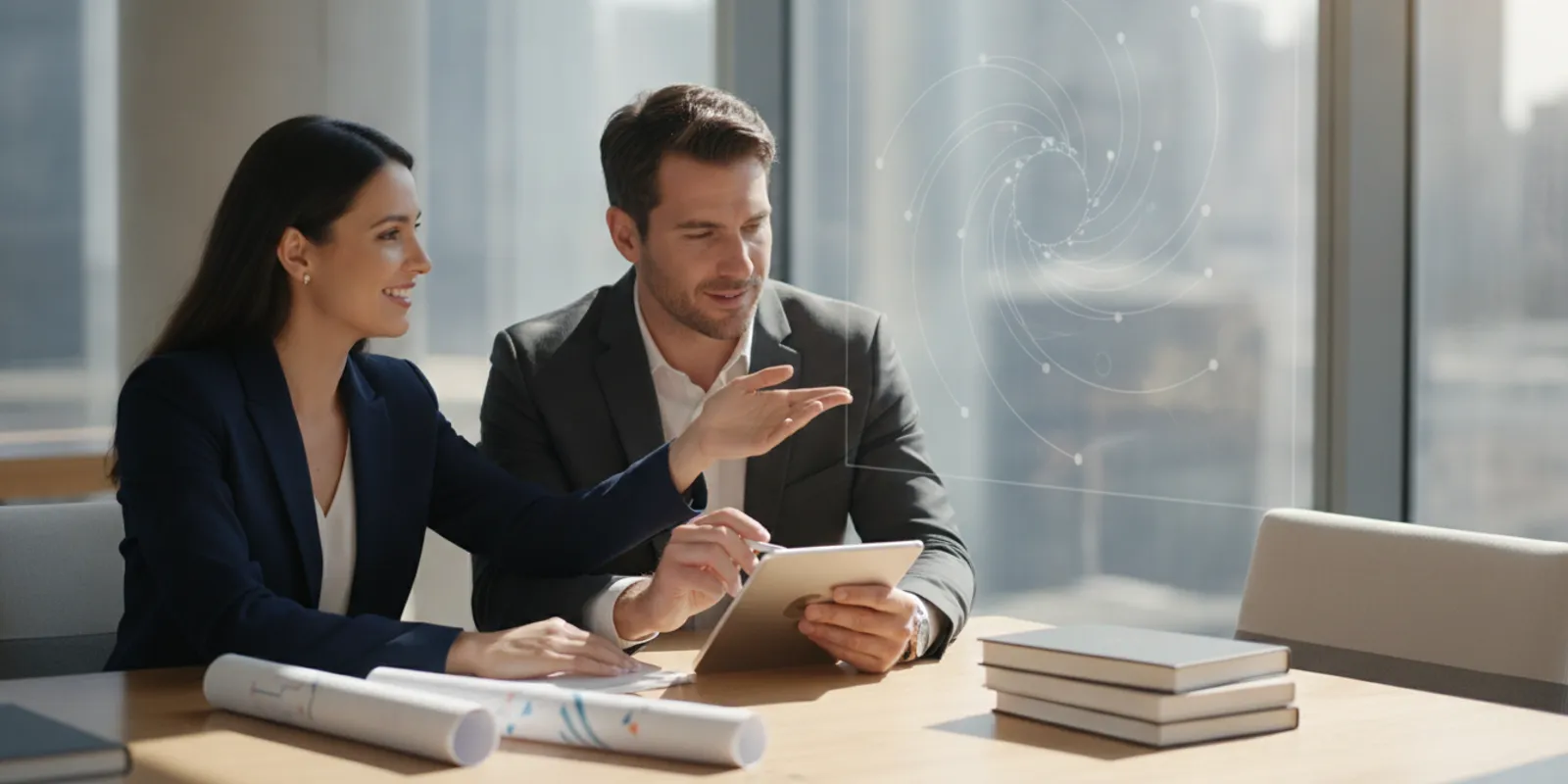 High-net-worth business owner discussing wealth management services with an advisor in a bright office
