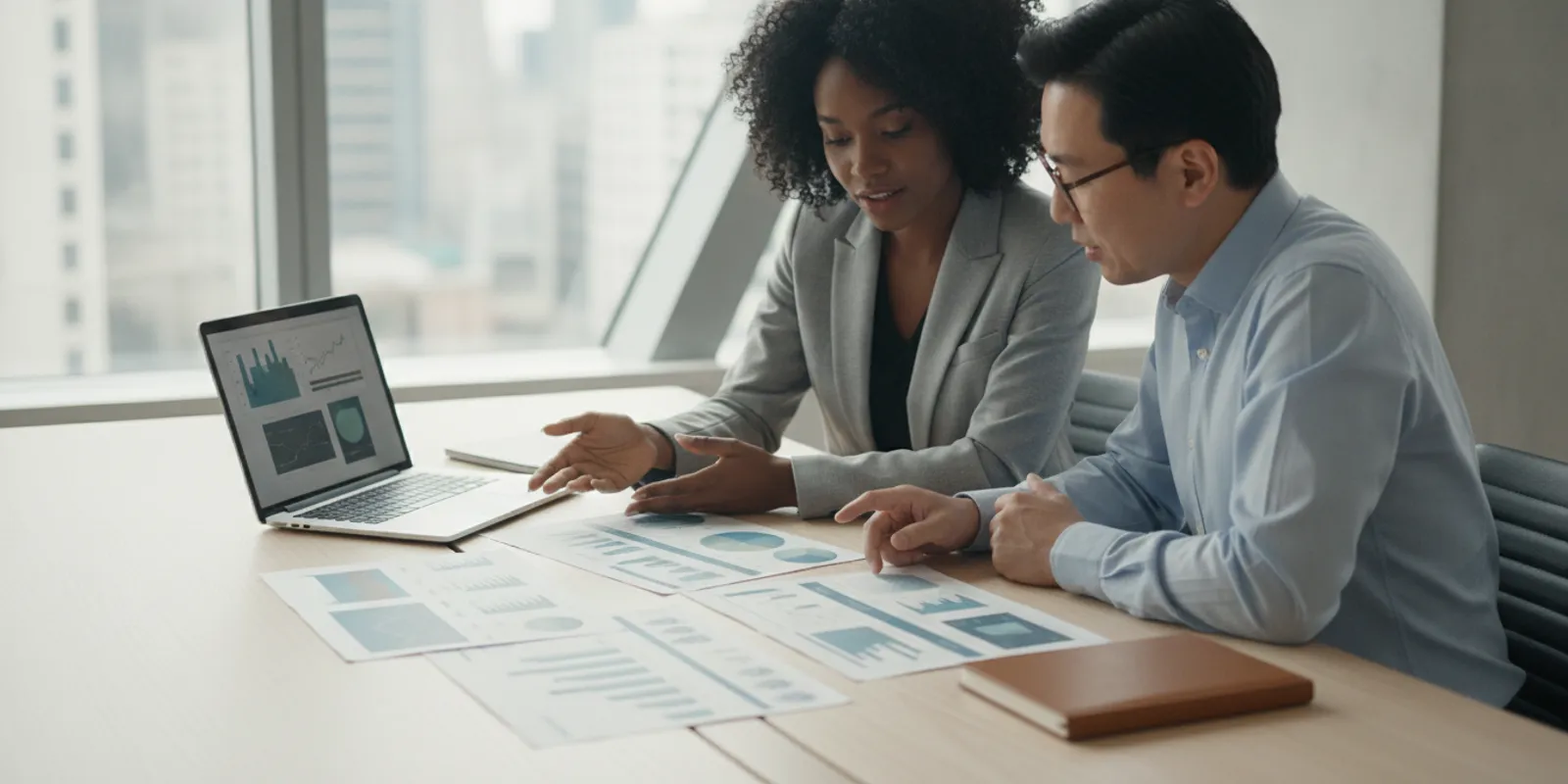 Business owner reviewing financial reports with an accounting professional