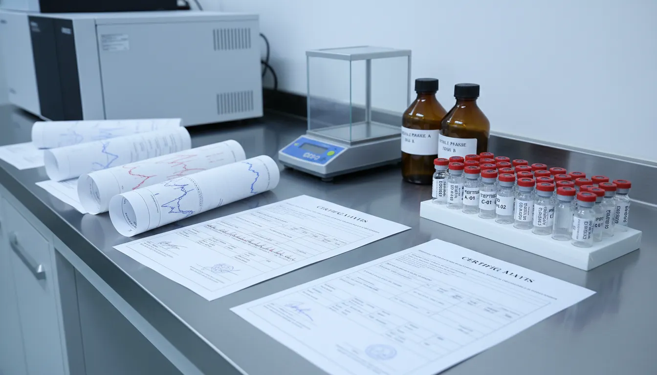 Third party tested peptides HPLC chromatogram and COA review documents
