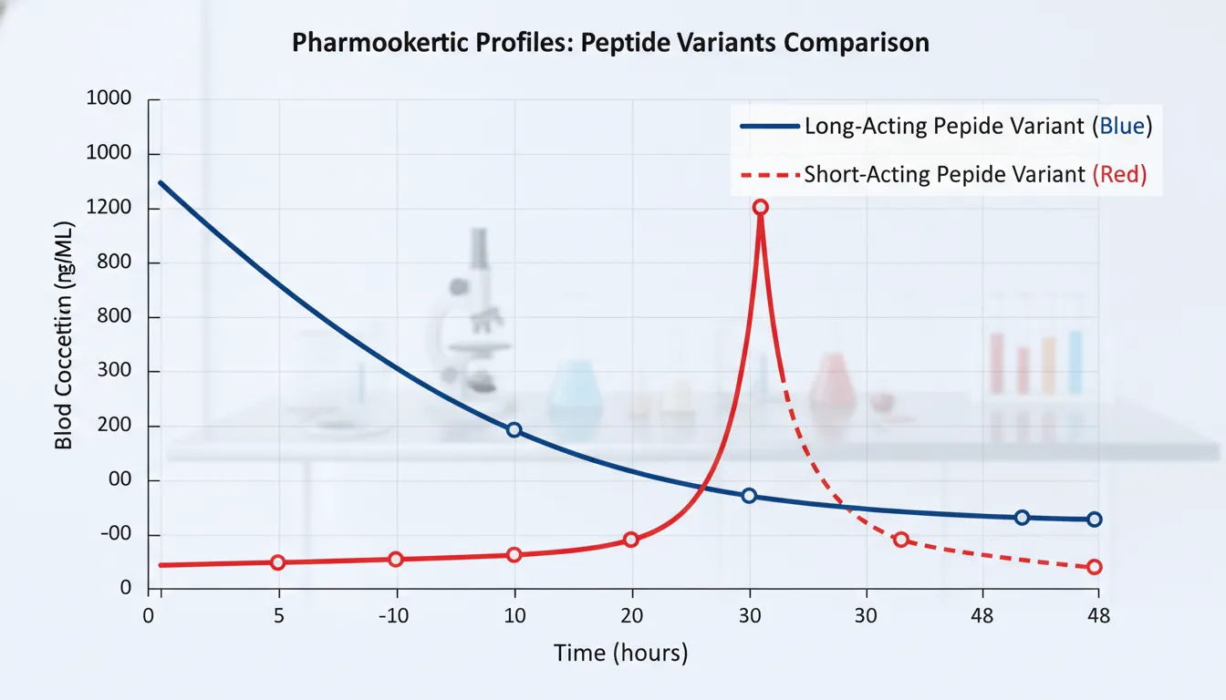 Pharmacokinetic profile comparison showing serum concentration over time for DAC and non-DAC CJC-1295 in research models