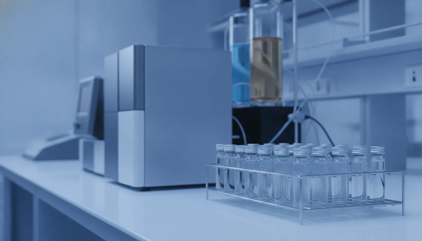 Analytical instrument and sample rack used in peptide formulation research