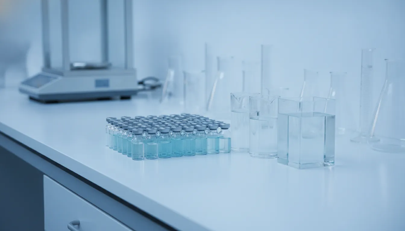 Organized research vials and buffer vessels for peptide formulation evaluation
