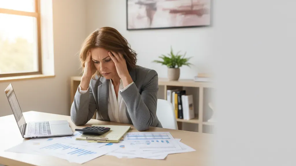 Small business owner comparing merchant cash advance consolidation options at a desk