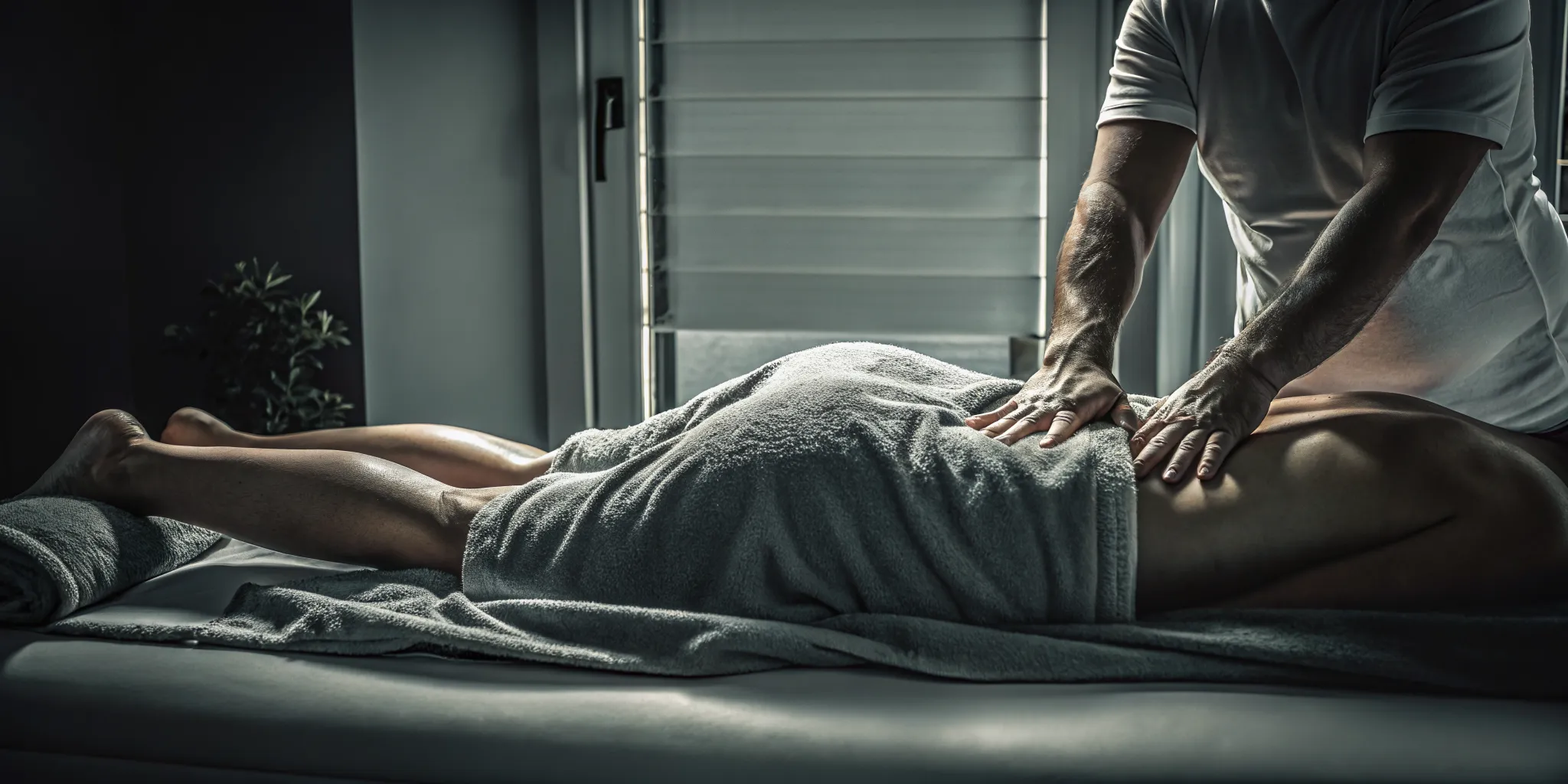 Therapeutic massage targeting the gluteus medius and outer hip muscles to restore pelvic alignment