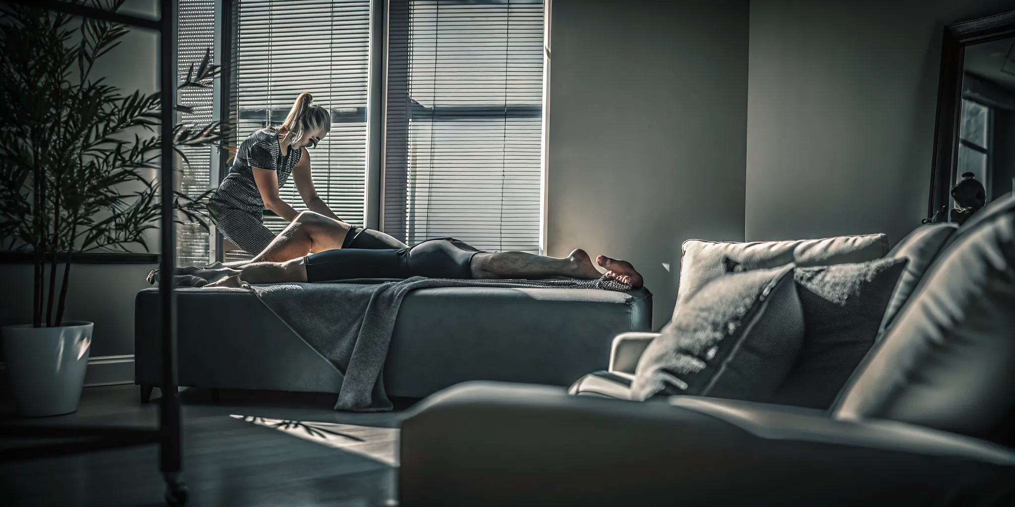 Austin endurance athlete receiving post-workout recovery bodywork