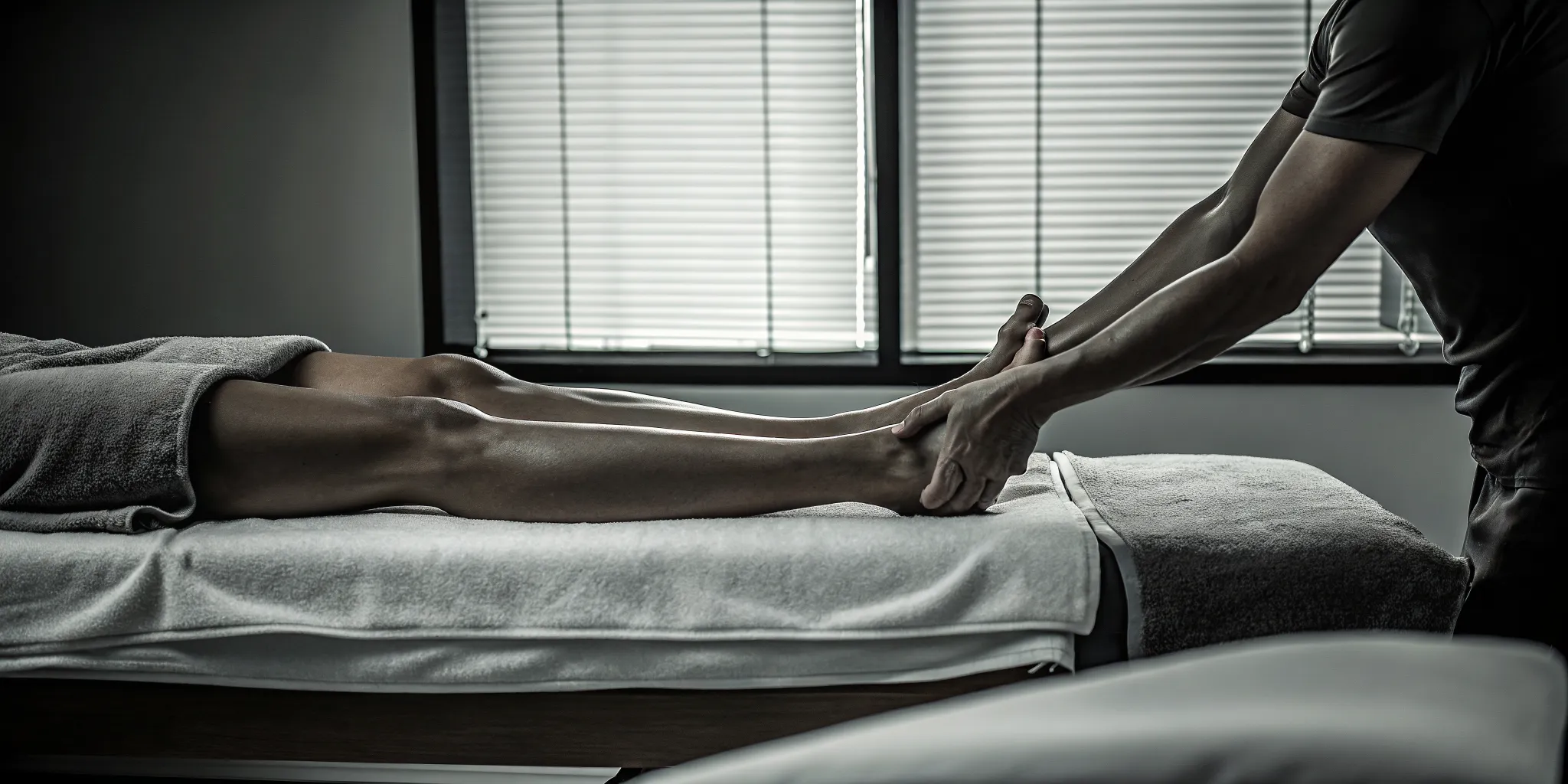 Athlete using therapeutic bodywork as part of a post workout recovery routine