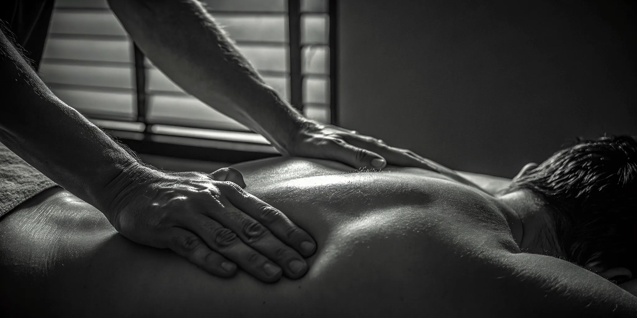 Therapist applying precise trigger point therapy to an upper back