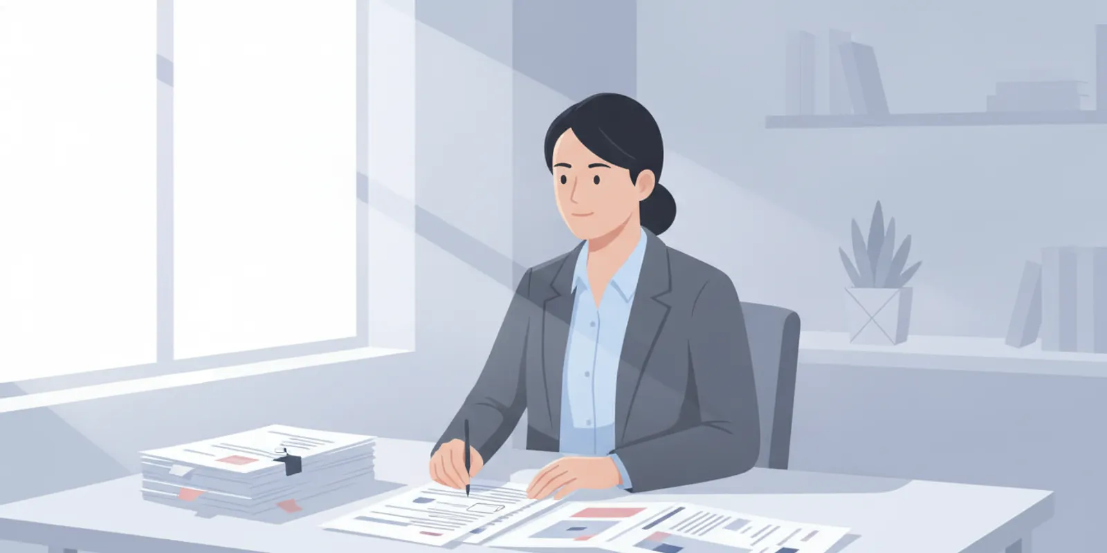 Attorney reviewing organized medical records and a case timeline at a desk