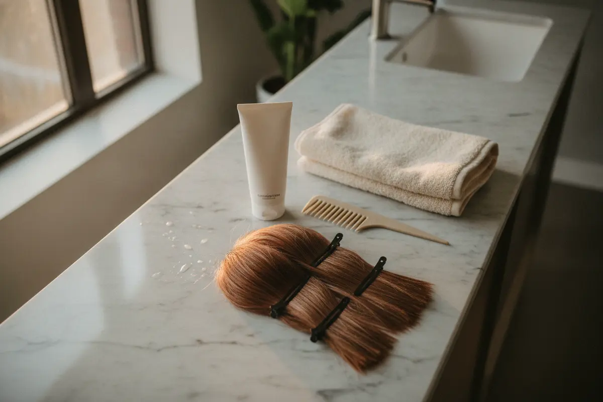 A conditioner and comb arranged for a post-color hair-care routine
