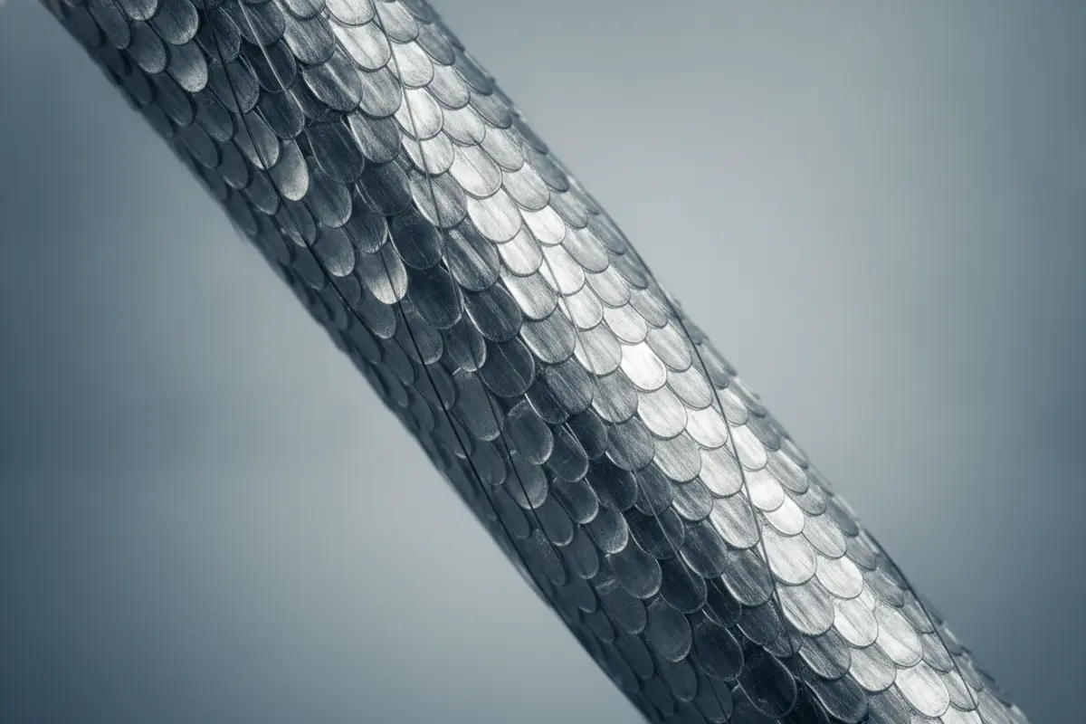 Close-up illustration of overlapping cuticle cells along the hair shaft