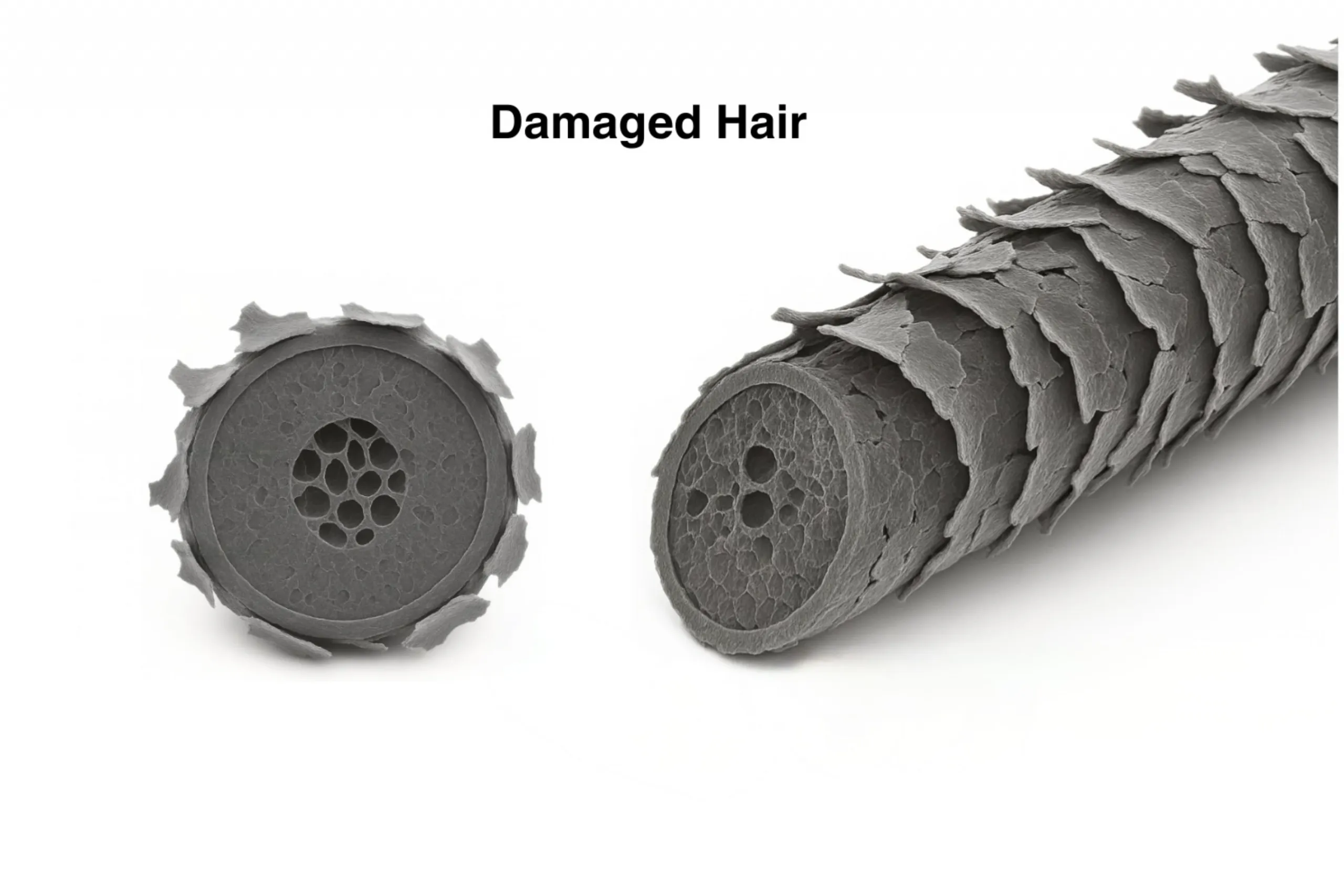 Damaged color-treated hair showing why gentle elasticity observations have limits