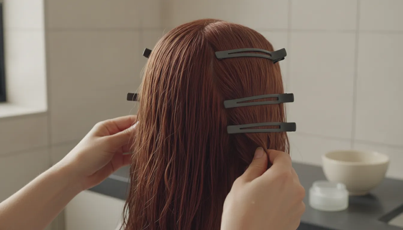 Sectioning thick color-treated hair for even deep conditioning coverage