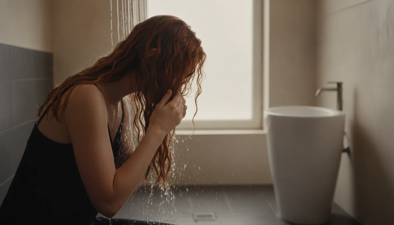 Rinsing thick color-treated hair after deep conditioning