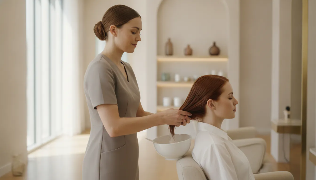 Deep conditioning care for color-treated hair in a salon setting