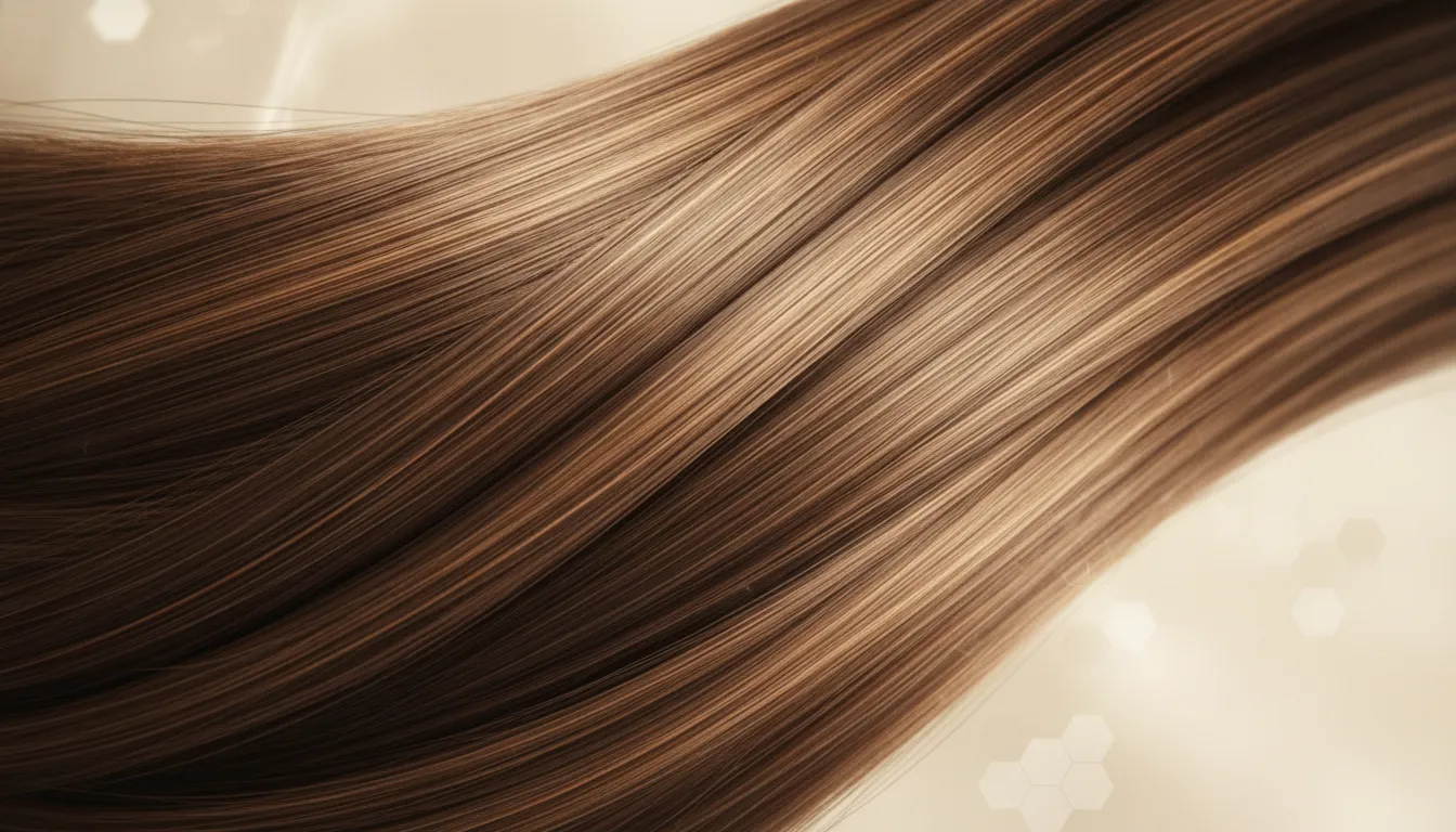 Close view illustrating the protective cuticle layers of a color-treated hair strand