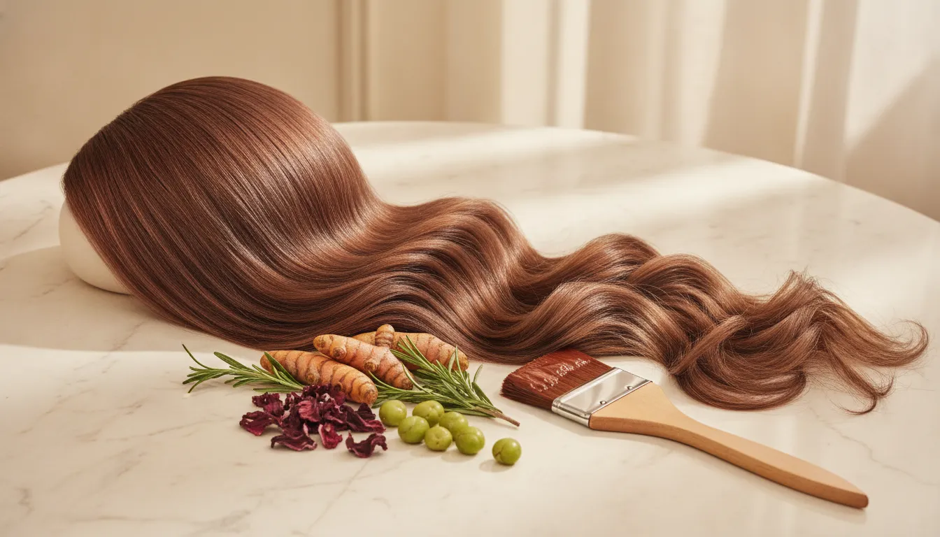 Woman applying a post-color deep conditioning ritual to color-treated hair