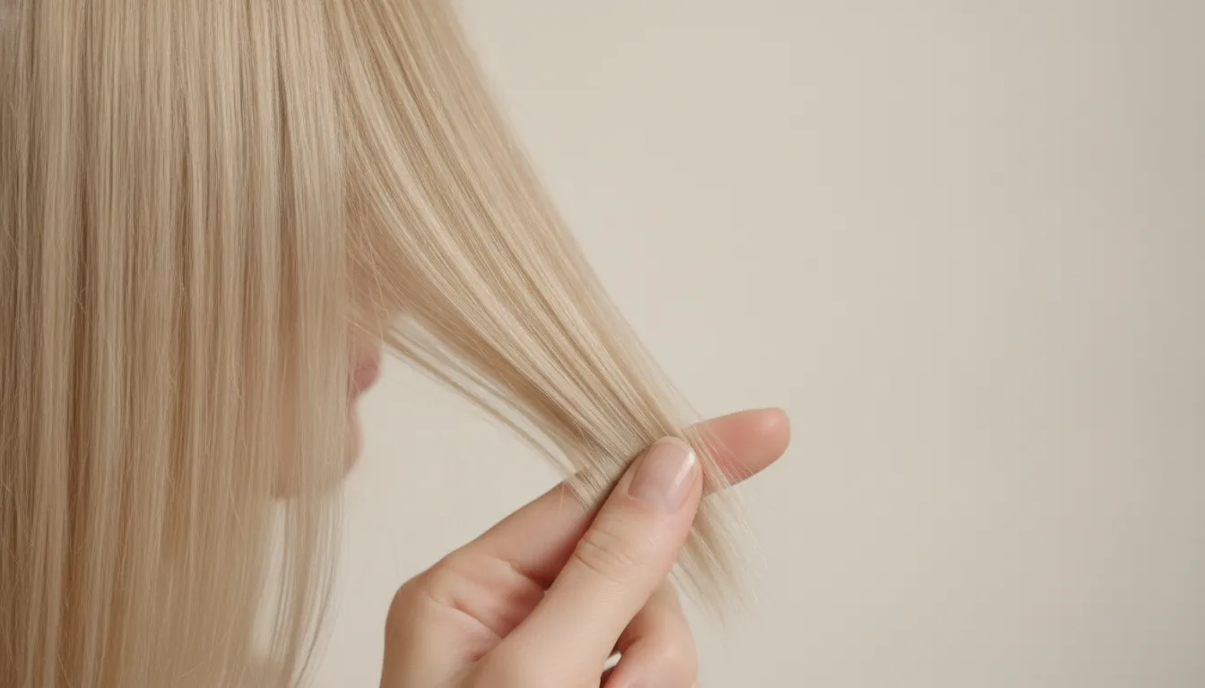 Healthy, hydrated bleached blonde hair with softness and shine after deep conditioning