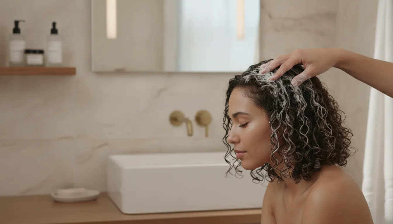 Applying deep conditioner through damp curly hair