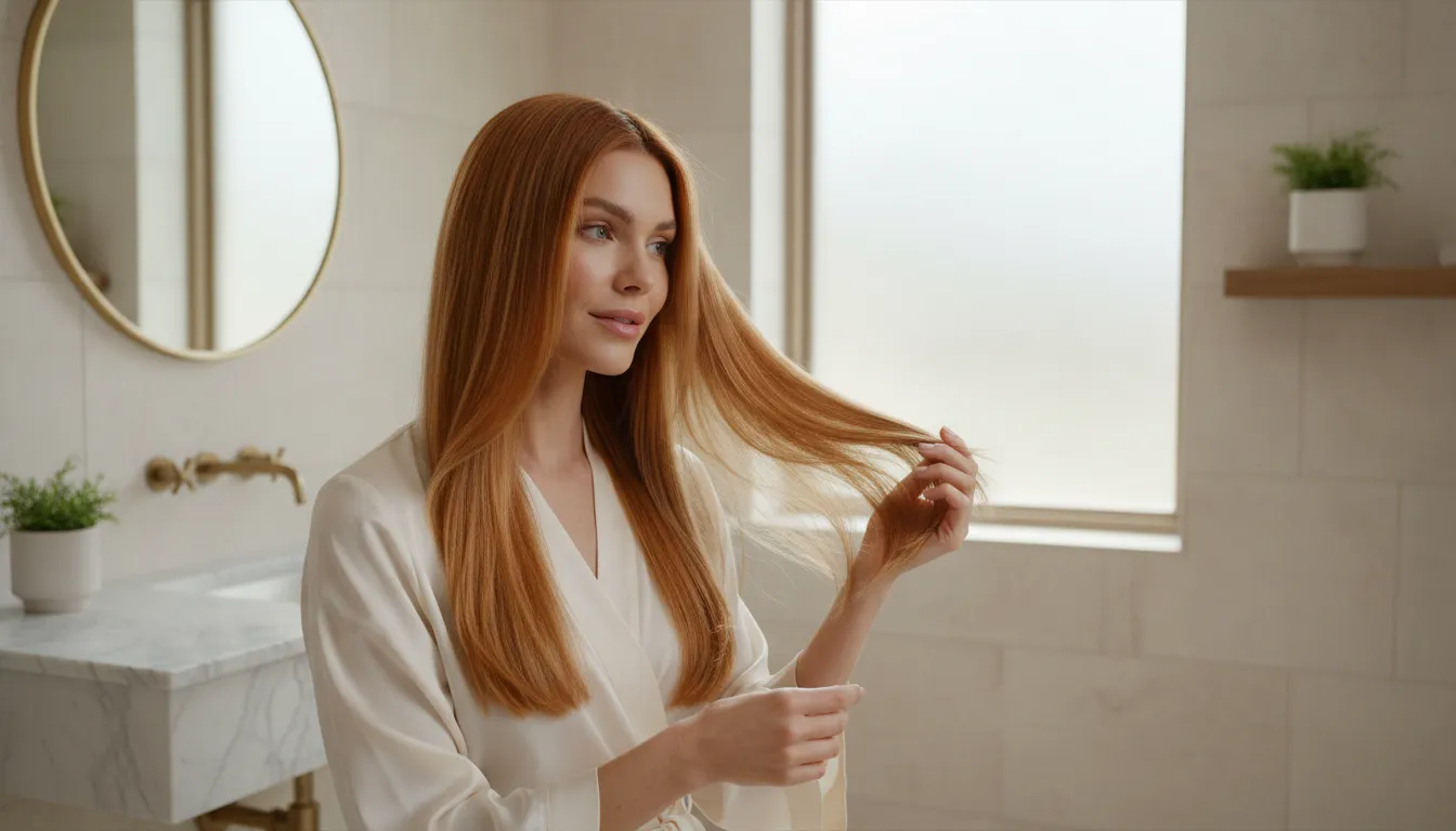 Color-treated hair supported by a split end repair treatment routine