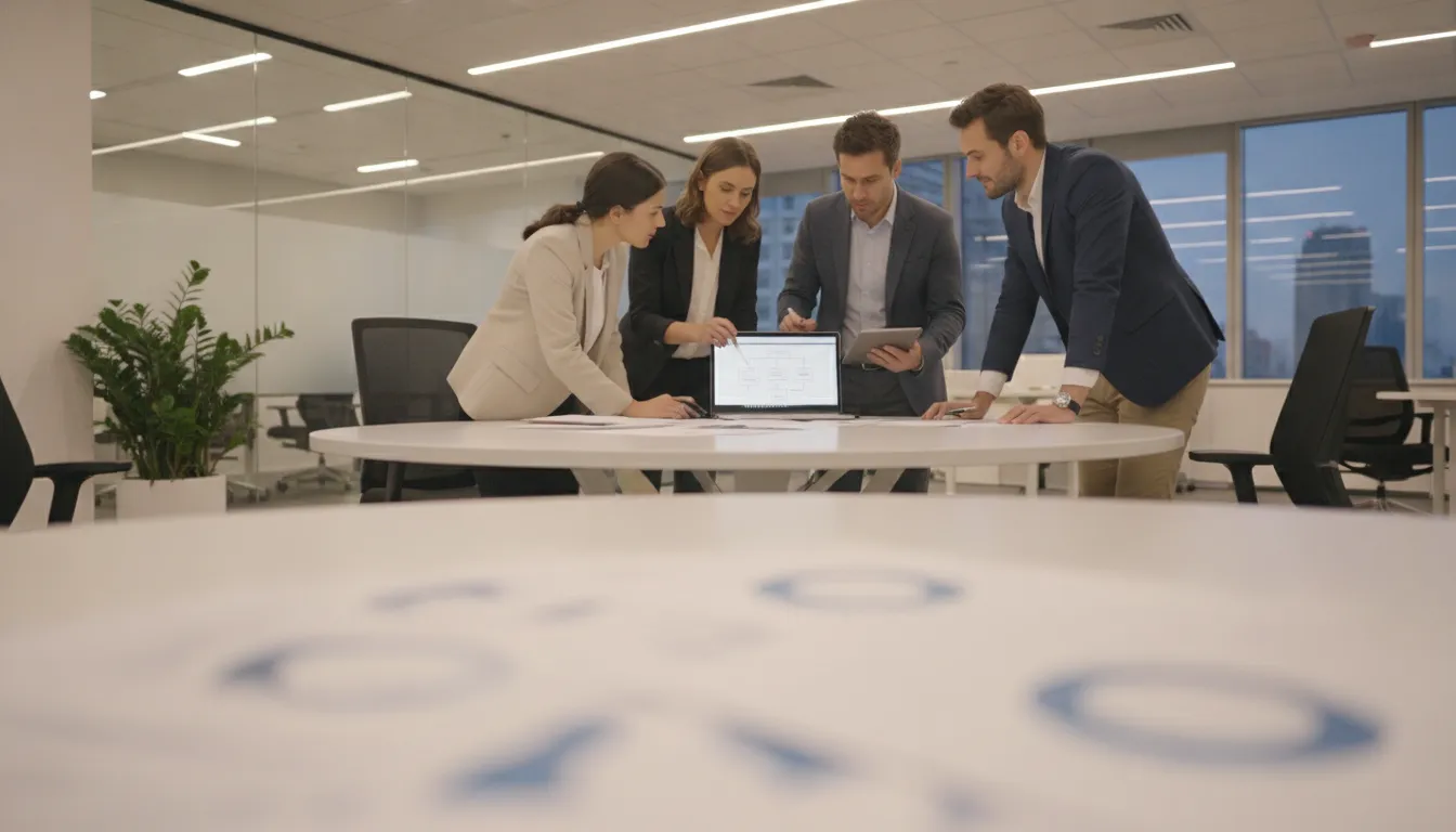 Accounts receivable outsourcing teammates reviewing a service business workflow